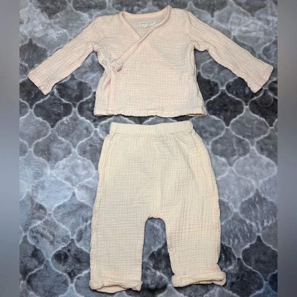 Grayson Collective 2-Piece Baby Girl Matching Outfit- Peachy Pink/ Size 3-6M
